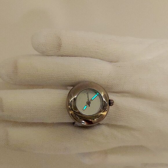 Vintage All silver tone mirror dial (2 glow hands)  ring watch by migi (Unsigned - Picture 1 of 6
